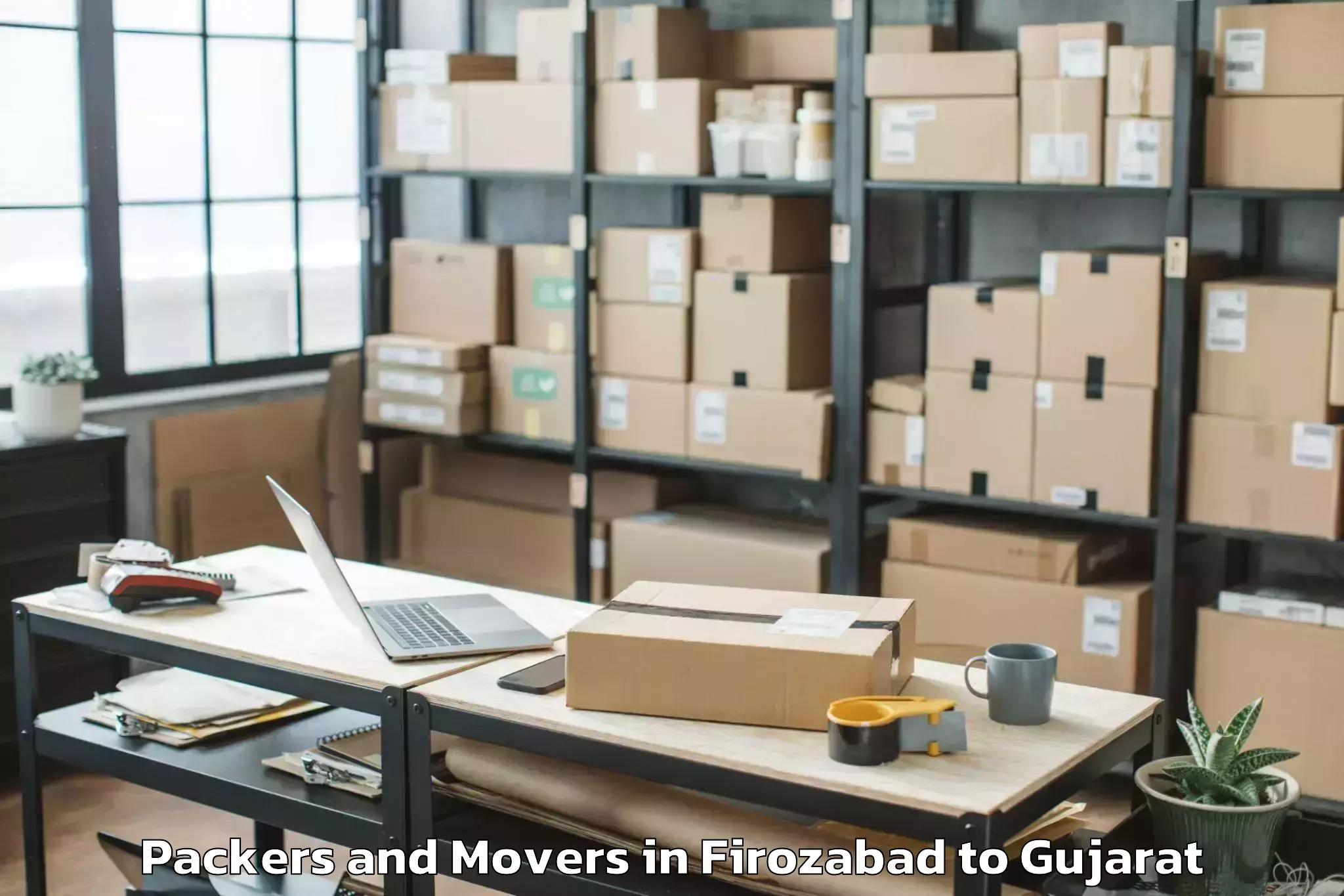 Trusted Firozabad to Khambhaliya Packers And Movers